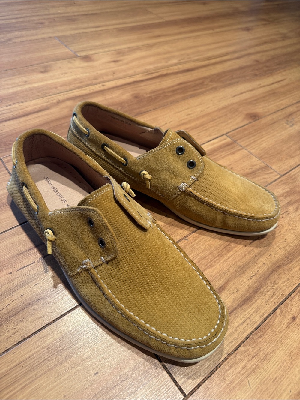 John Varvatos USA Suede Boat Shoes Men’s 9M Tan Leather Slip-On Loafers